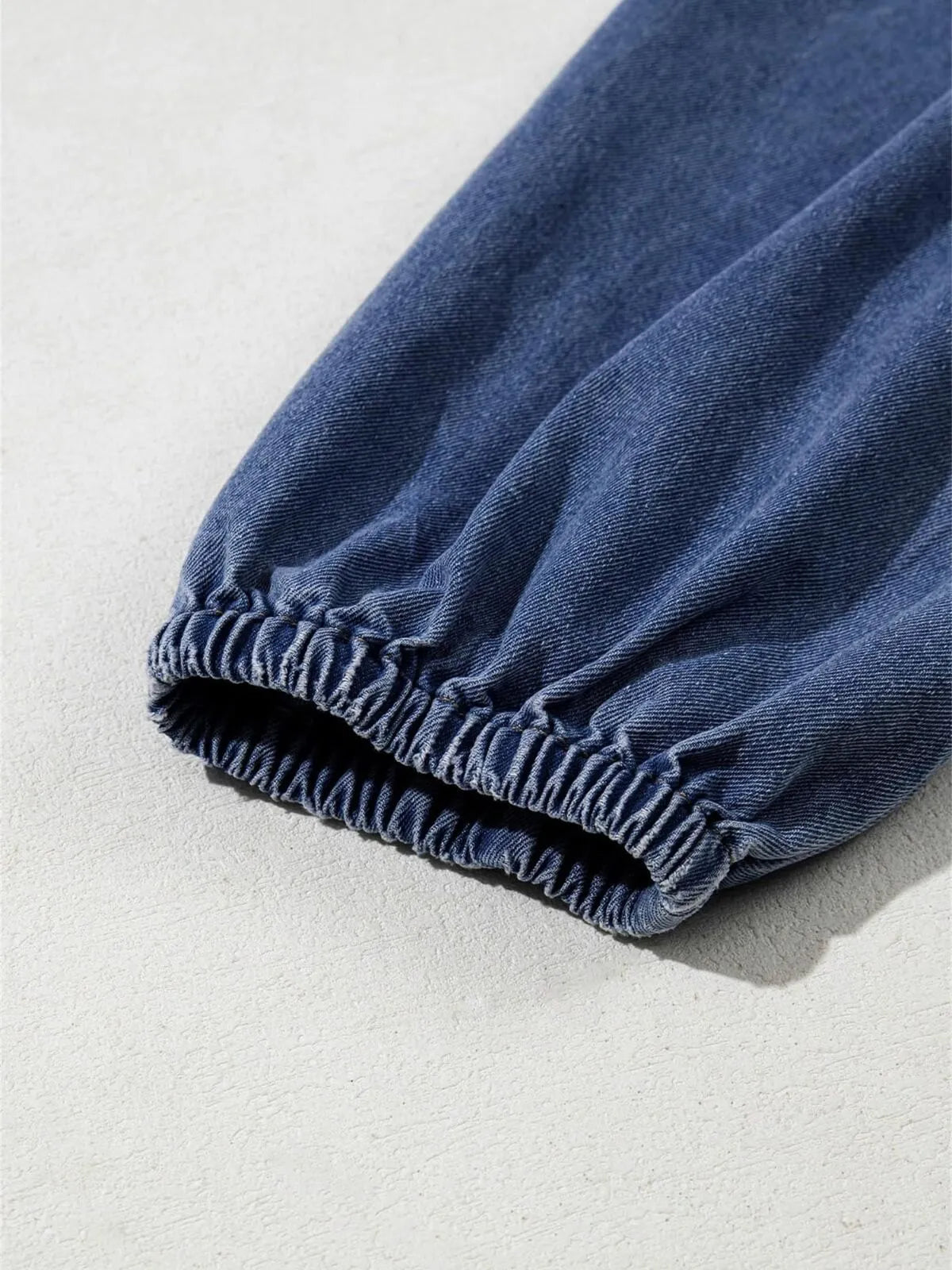 Solid Casual Fall Denim 3/4 Puff Sleeve Ruffles Lapel A-line Dress