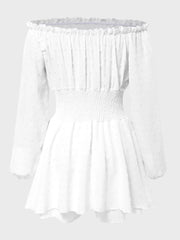 Solid Ruffles Off Shoulder Skater Dress