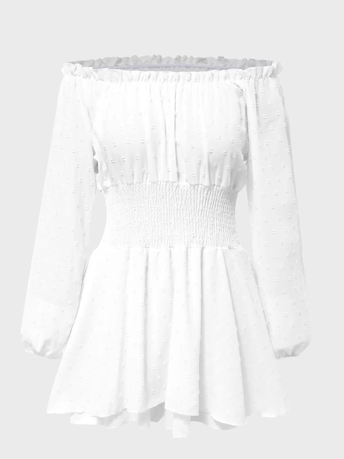 Solid Ruffles Off Shoulder Skater Dress