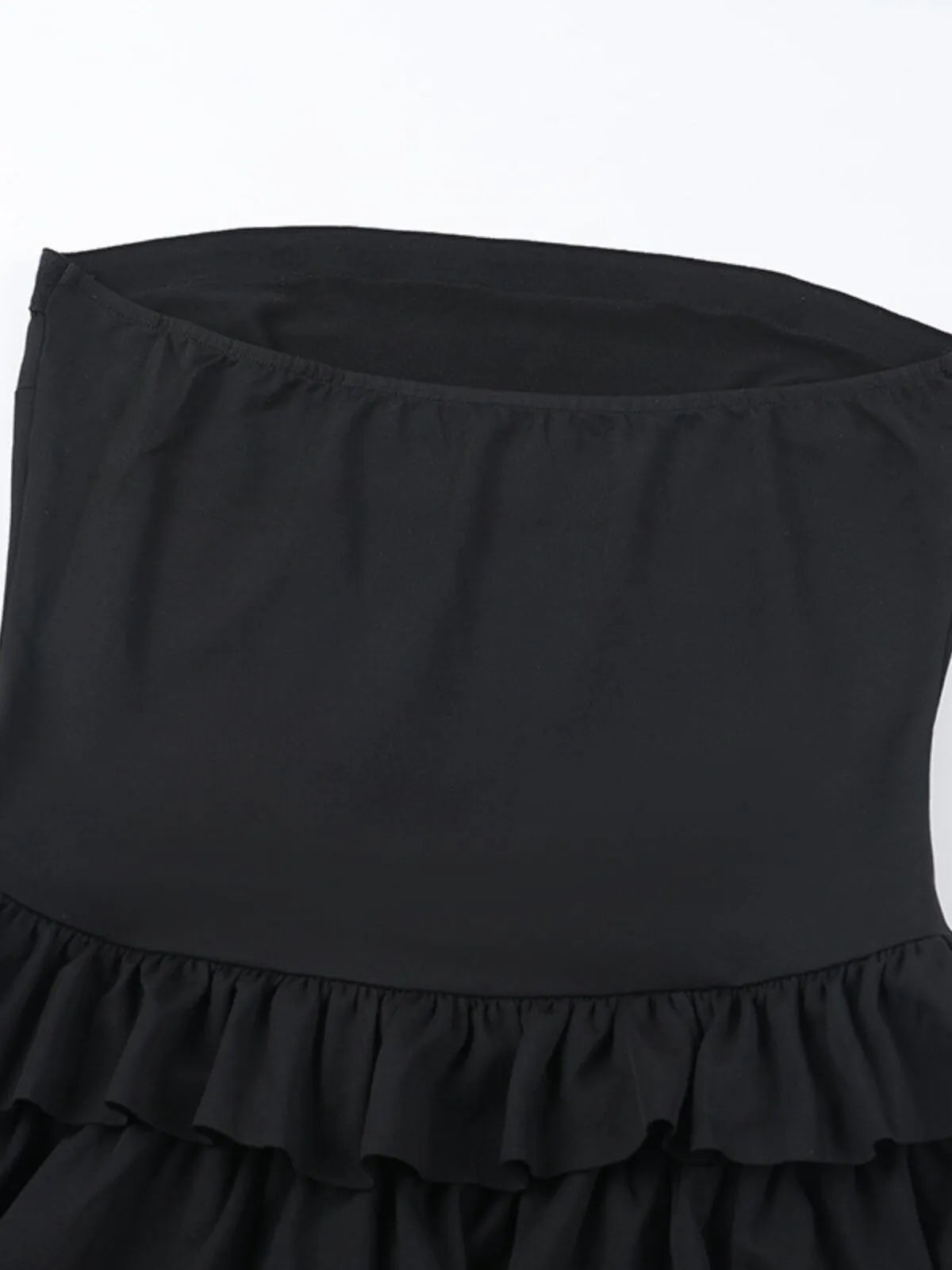 Solid Sexy Party Club Layer Trim Ruffles Strapless A Line Tiered Dress