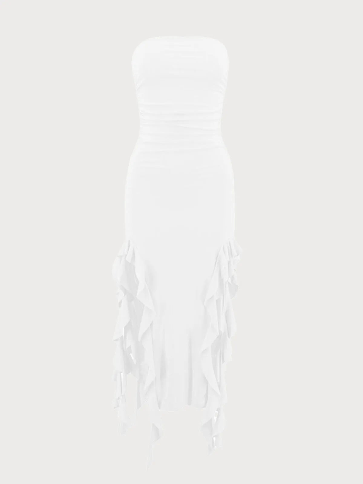 Solid Sexy Party Club Ruffles Spaghetti Strap Slit Fitted Dress