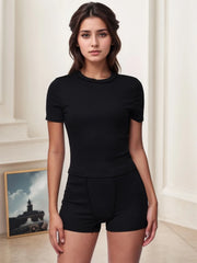 Solid Round Neck T-shirt & Solid Shorts