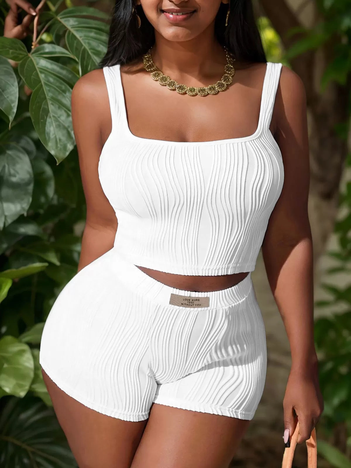 Solid Spaghetti Strap Tank & Solid Shorts