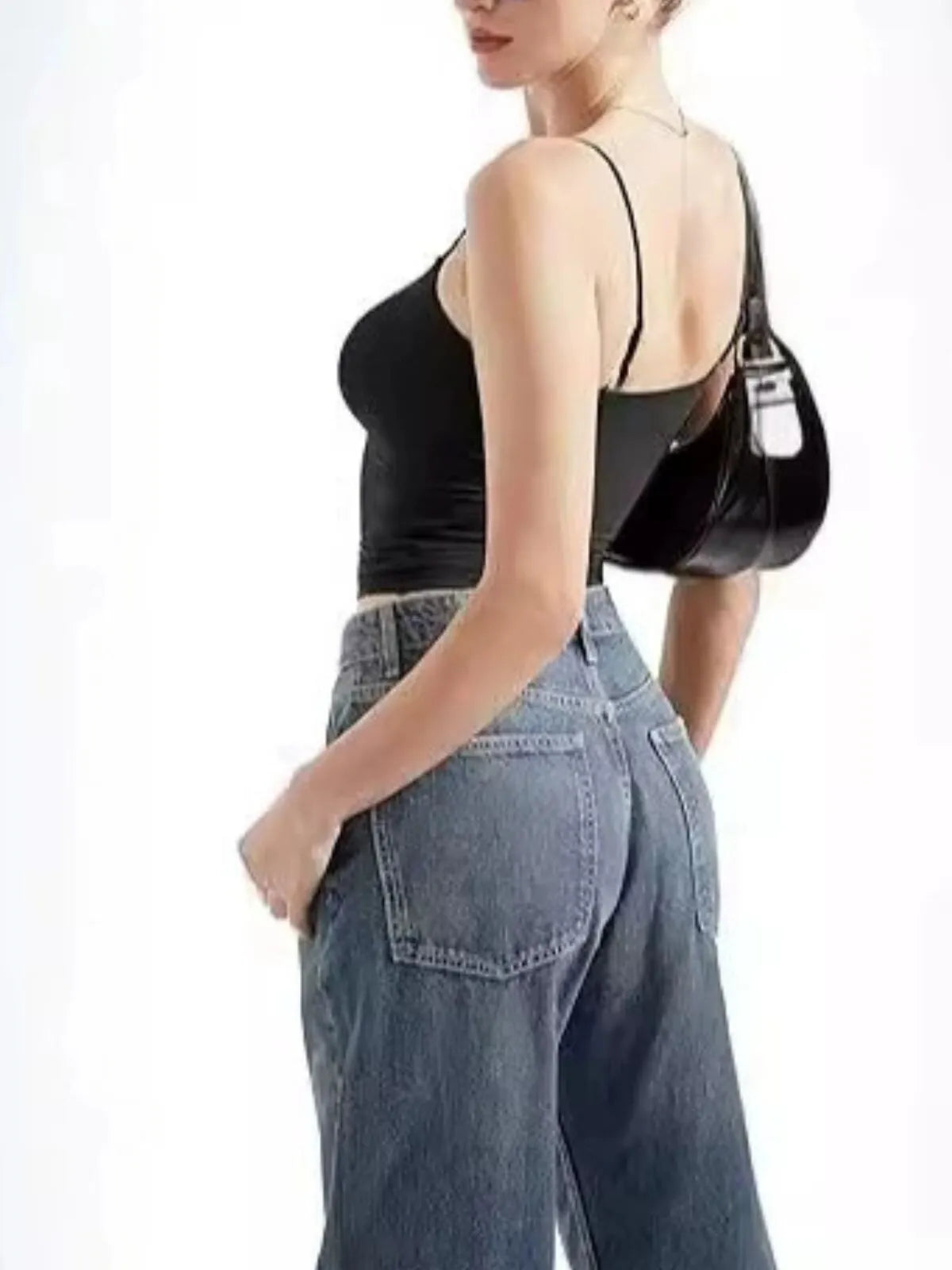 Solid Square Neck Adjustable Spaghetti Strap Basic Cami