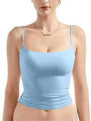 Solid Square Neck Adjustable Spaghetti Strap Basic Cami