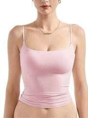 Solid Square Neck Adjustable Spaghetti Strap Basic Cami