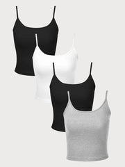 4 Pack Solid Spaghetti Strap Sleeveless Tank