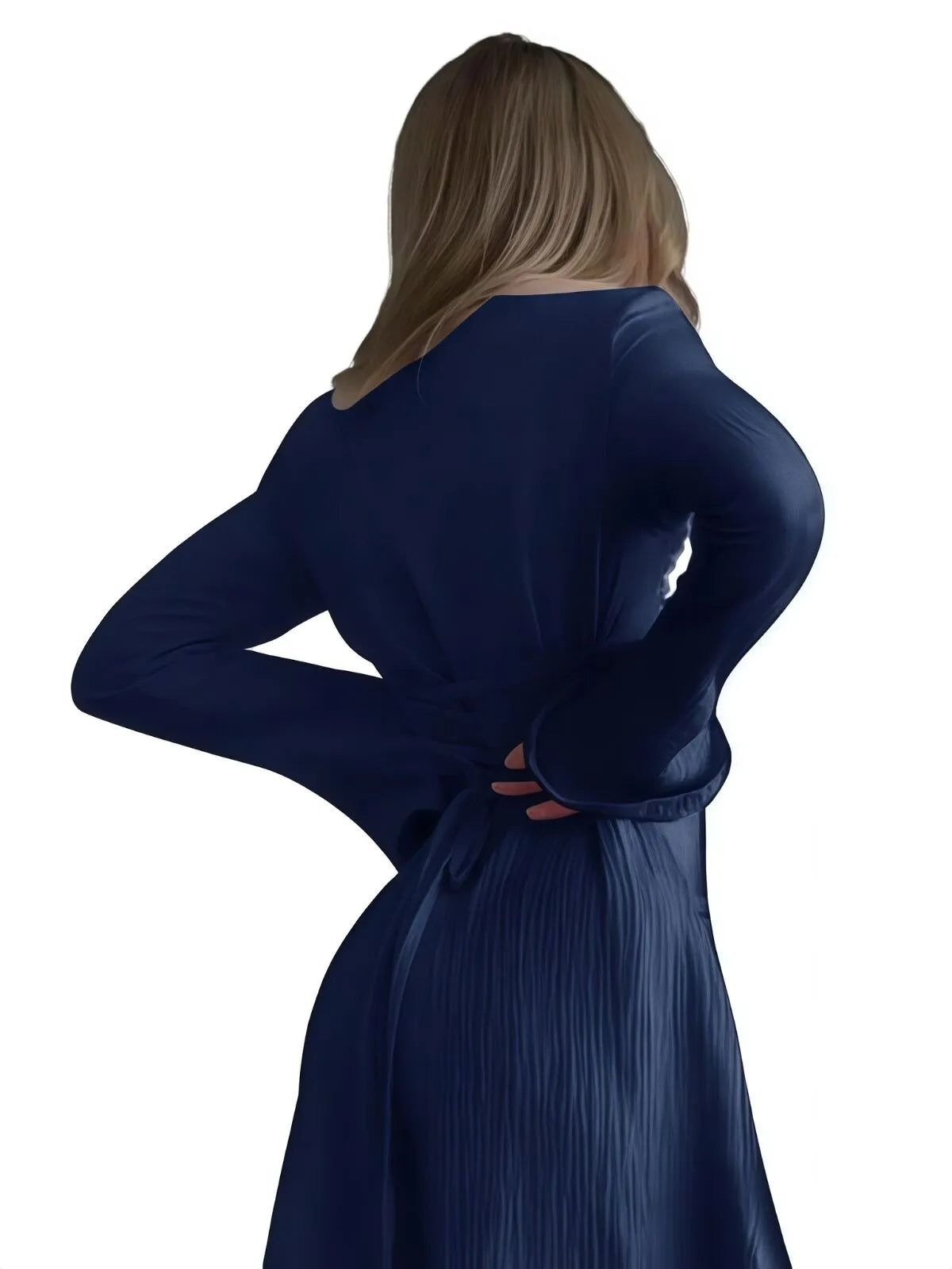 Solid Plain Lace Up Tie Back Square Neck Flounce Sleeve A-line Dress, Ladies Fall & Winter Clothes