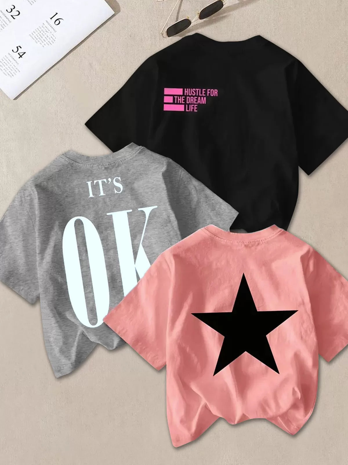 3-Pack Solid Star Round Neck Short Sleeve T-shirt