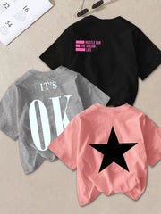 3-Pack Solid Star Round Neck Short Sleeve T-shirt