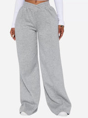 Street Wear Heather Grey Cross Over Lounge High Rise Pants