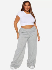 Street Wear Heather Grey Cross Over Lounge High Rise Pants