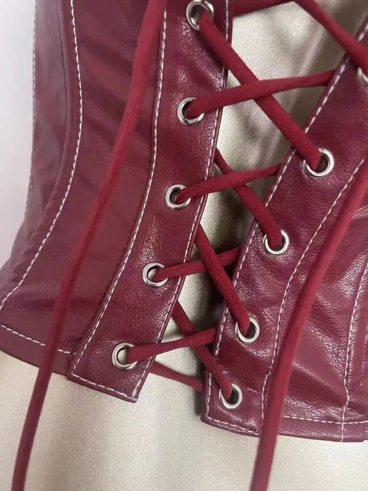 Solid Strapless Leather Crop Top
