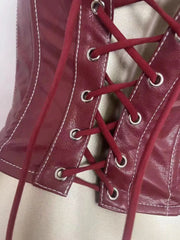 Solid Strapless Leather Crop Top