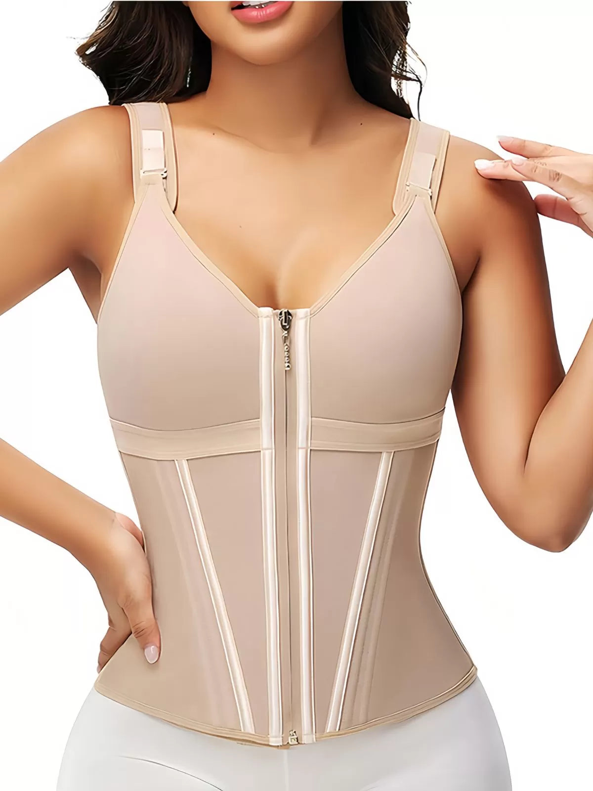Solid Suspender Mesh Corset Adjustable Shoulder Strap Shapewear Tank
