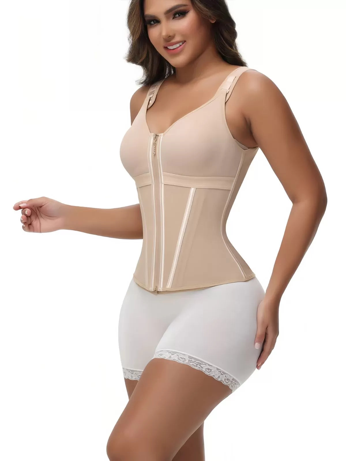 Solid Suspender Mesh Corset Adjustable Shoulder Strap Shapewear Tank