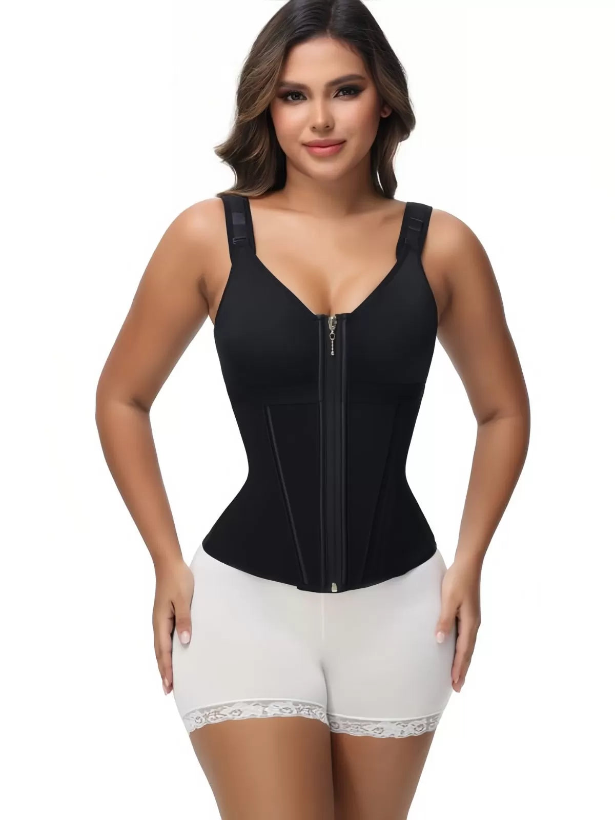 Solid Suspender Mesh Corset Adjustable Shoulder Strap Shapewear Tank