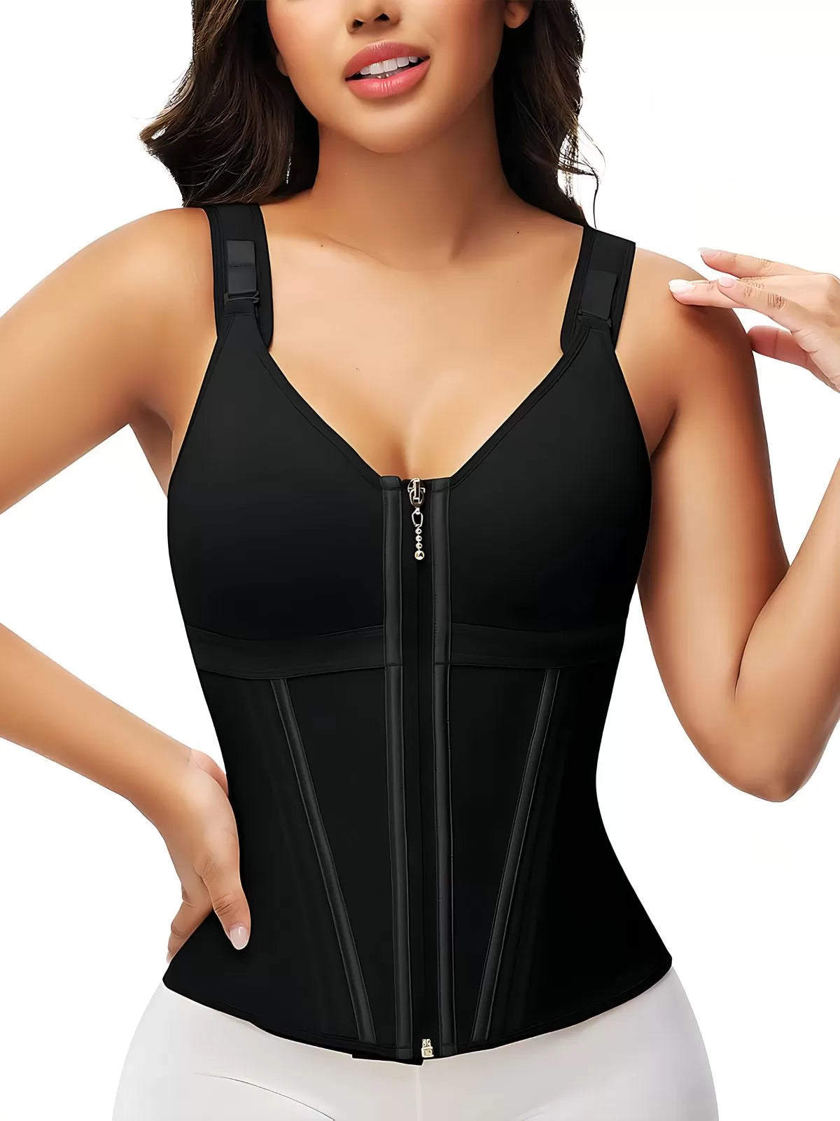 Solid Suspender Mesh Corset Adjustable Shoulder Strap Shapewear Tank