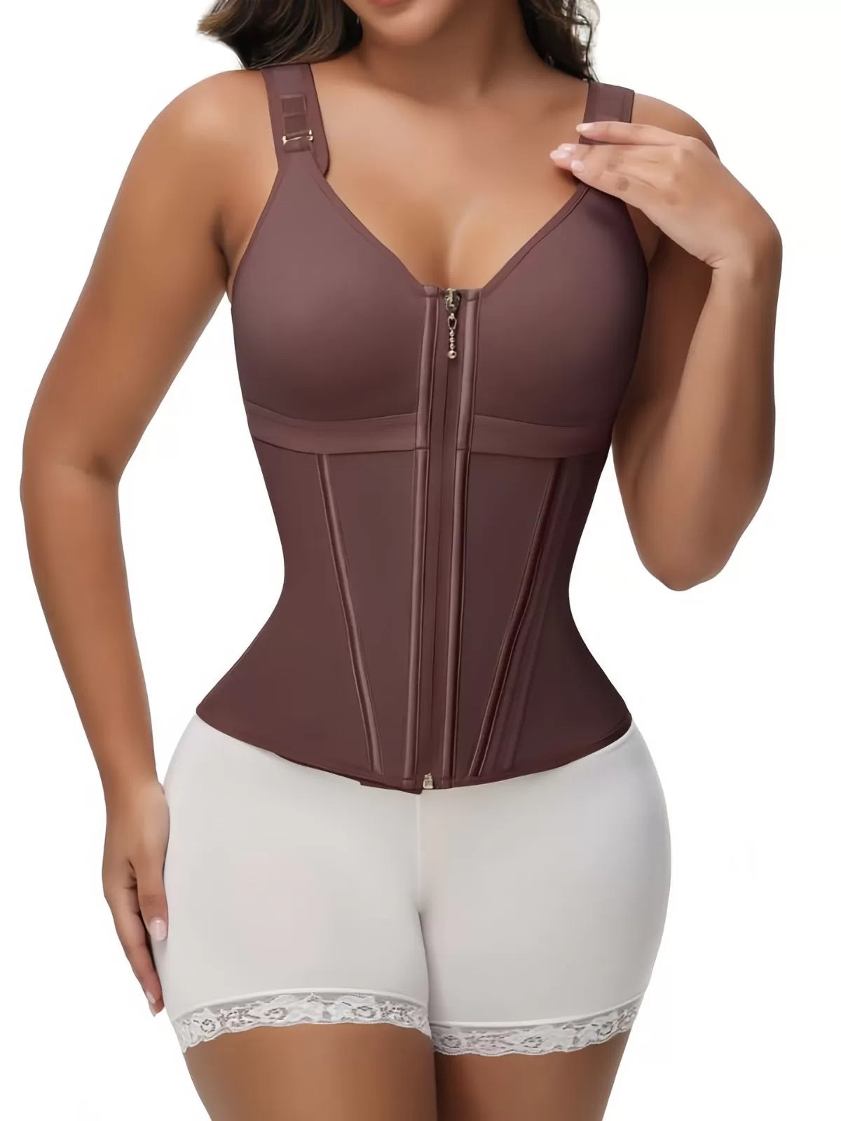 Solid Suspender Mesh Corset Adjustable Shoulder Strap Shapewear Tank