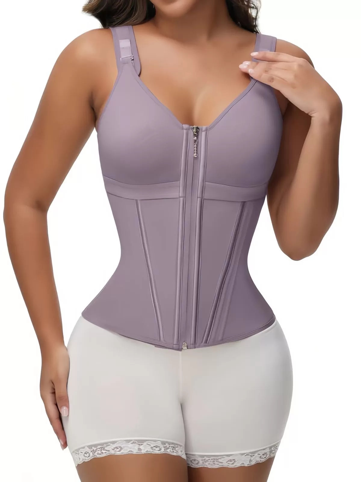 Solid Suspender Mesh Corset Adjustable Shoulder Strap Shapewear Tank