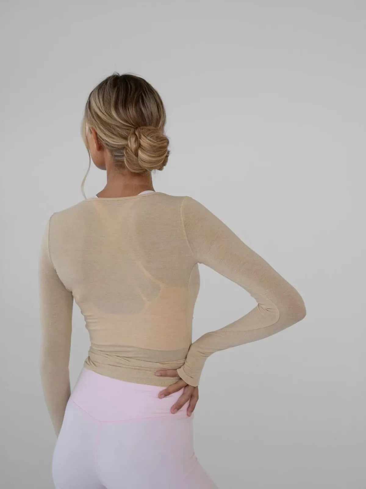 Solid Tie Back Deep V Neck Wrap Fit Blouse for Daily Wear