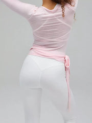 Solid Tie Back Deep V Neck Wrap Fit Blouse for Daily Wear