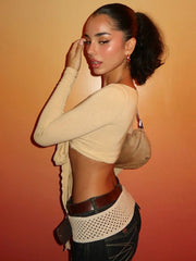 Solid V-neck Asymmetrical Chic Crop Top