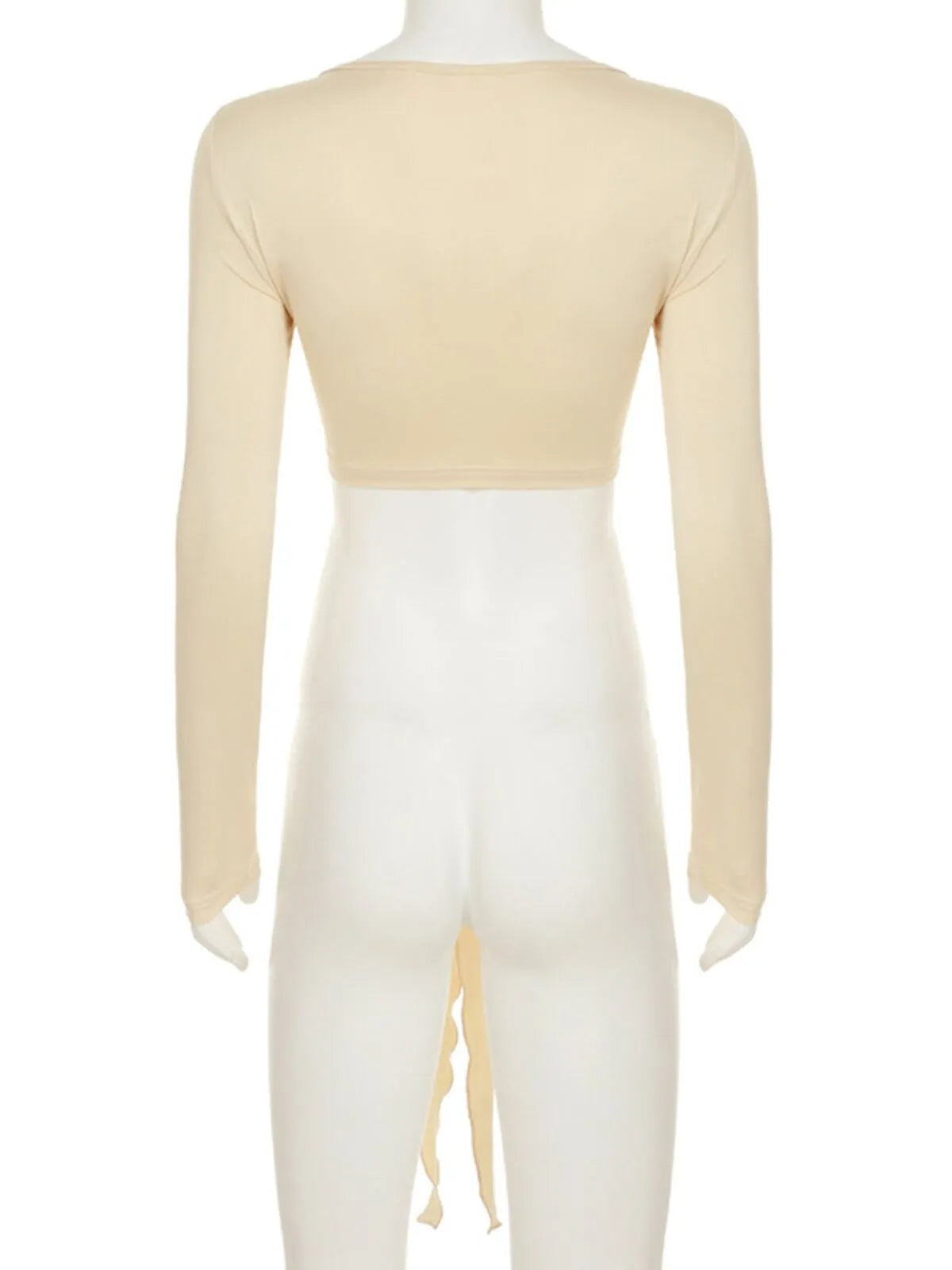 Solid V-neck Asymmetrical Chic Crop Top