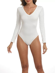 Slimming Solid V Neck High Rise Everyday Bodysuit