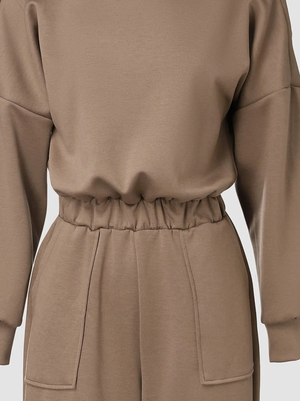 Comfortable Backless Collar Off Shoulder V-Back Stretchy Waist Pocket Design Jumpsuit