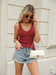 Solid V-neck Tank