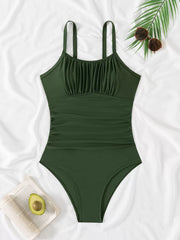 Solid Wrinkle Fabric One-piece