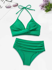 Solid Wrinkle High Rise Bikini