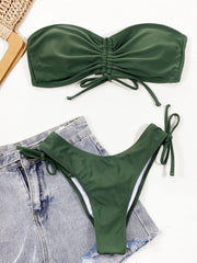 Solid Wrinkle Low Rise Bikini 