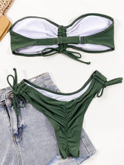 Solid Wrinkle Low Rise Bikini 