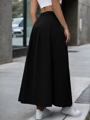 Solid Wrinkle Medium Rise Hidden Center Back Skirt