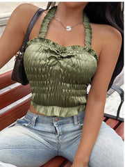 Solid Wrinkle Spaghetti Strap Cami