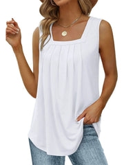Solid Wrinkle Square Neck Cami