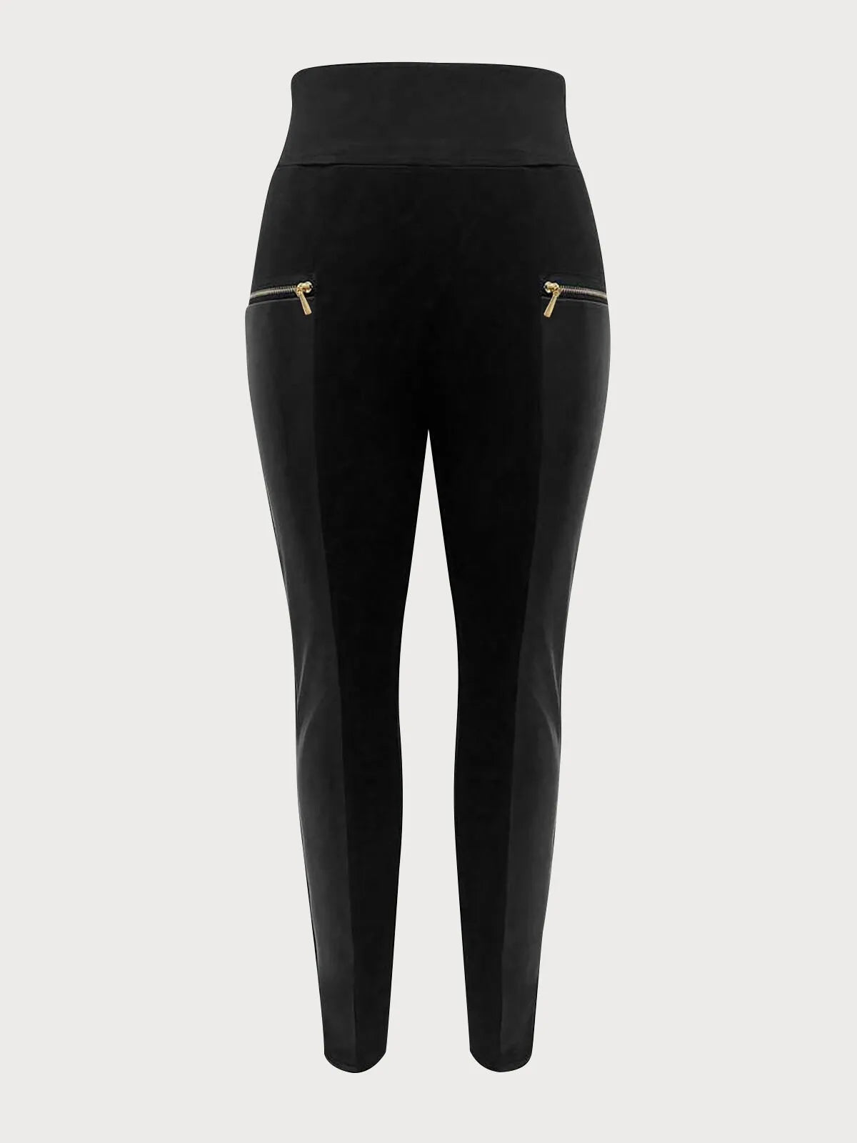 Solid Zipper High Rise Slip-on Skinny Pants