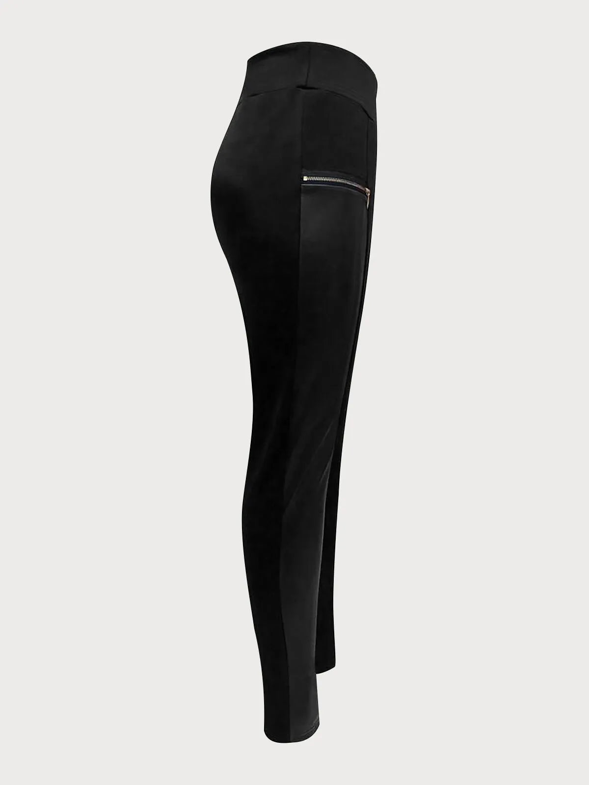 Solid Zipper High Rise Slip-on Skinny Pants