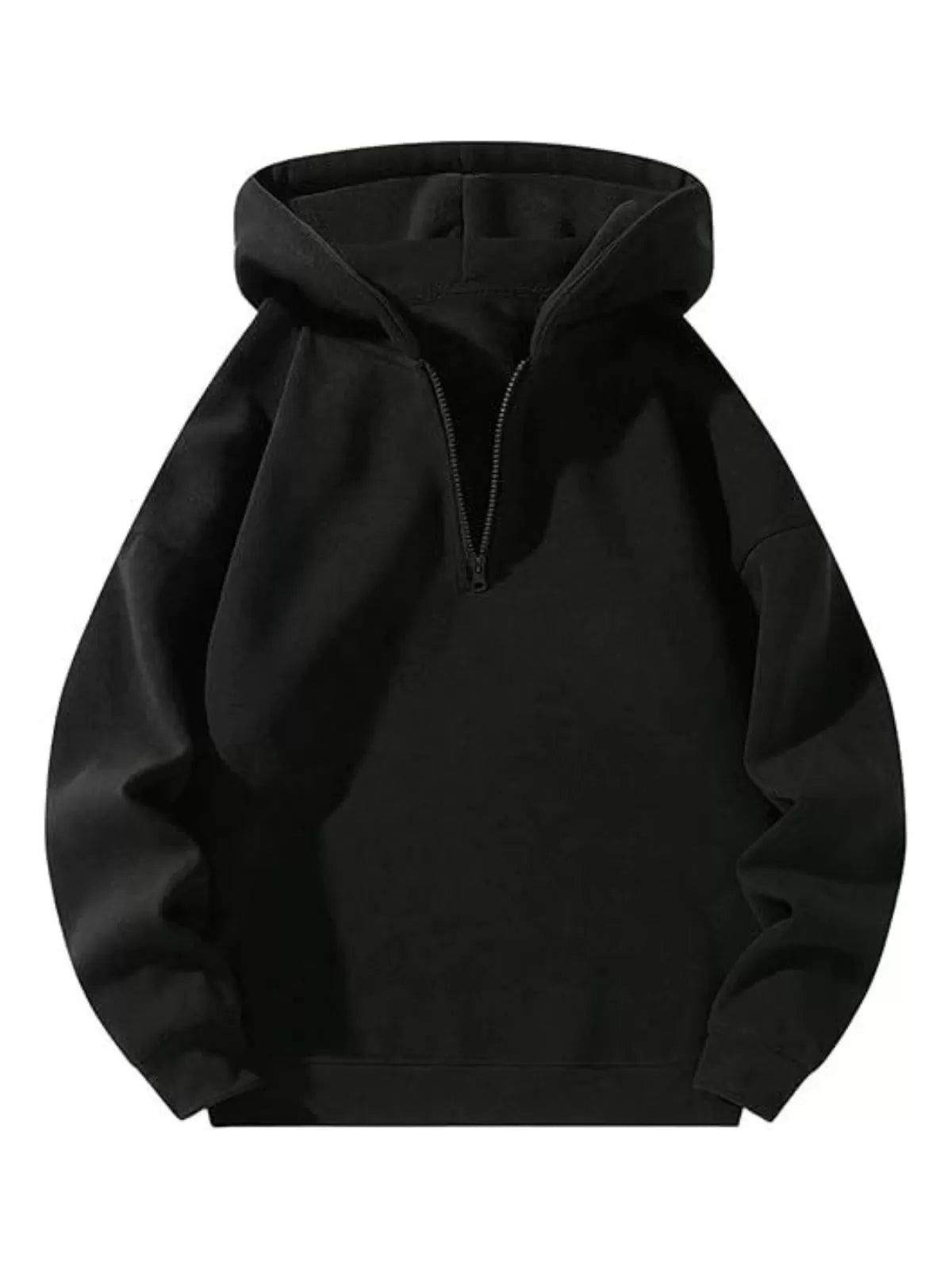 Solid Zipper Hooded Hoodie Hoodie