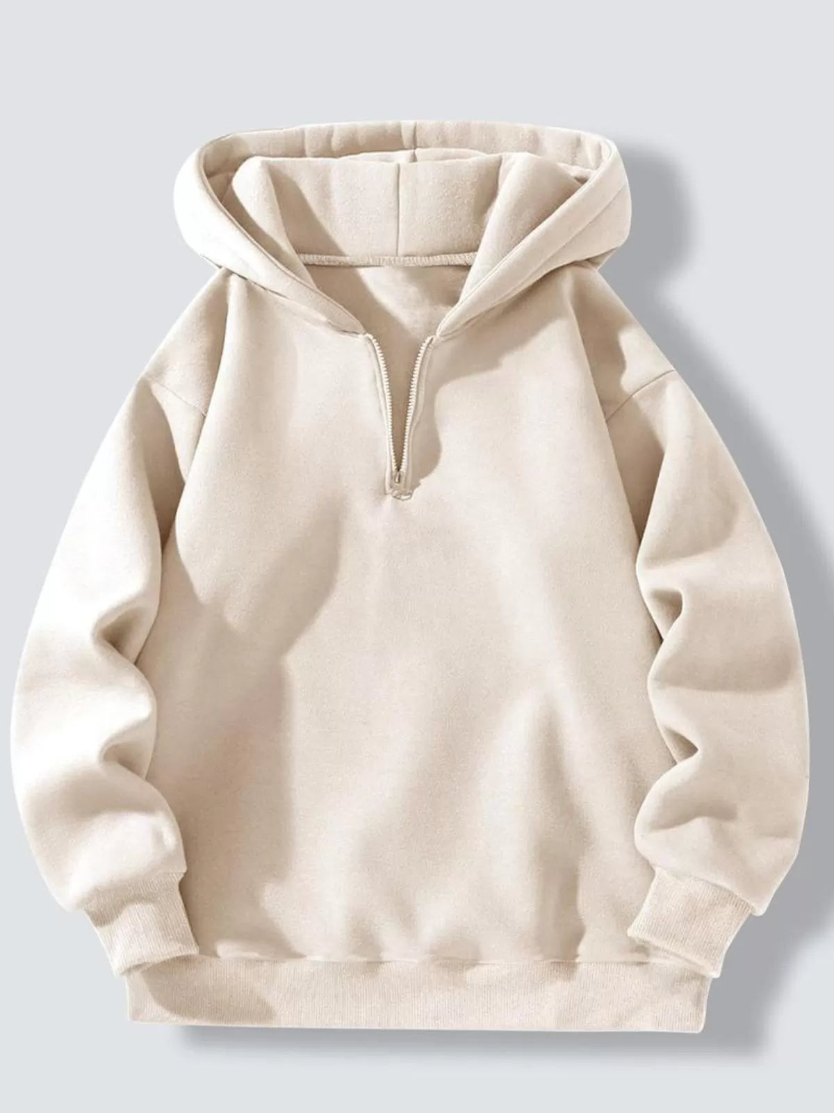 Solid Zipper Hooded Hoodie Hoodie
