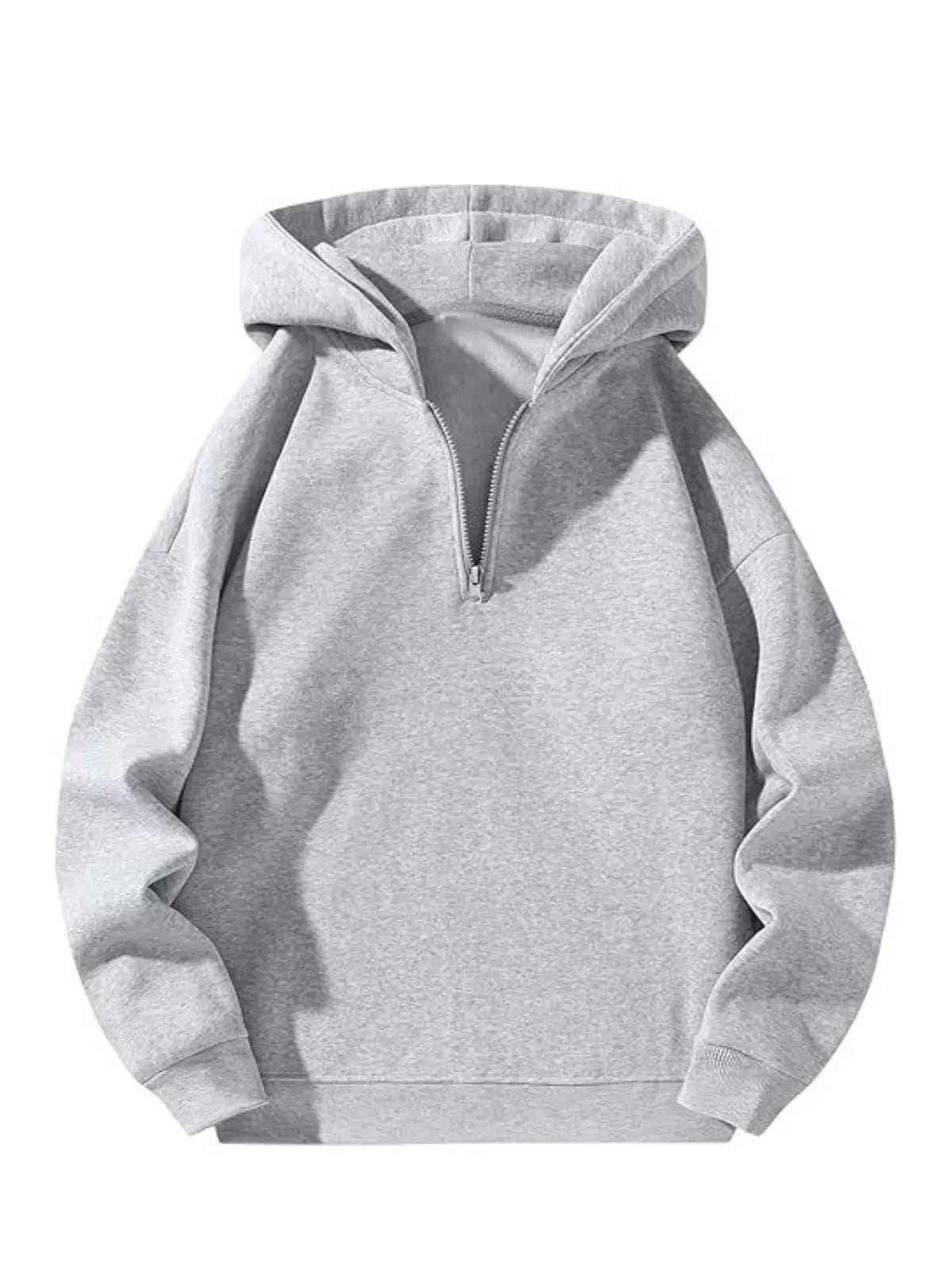 Solid Zipper Hooded Hoodie Hoodie