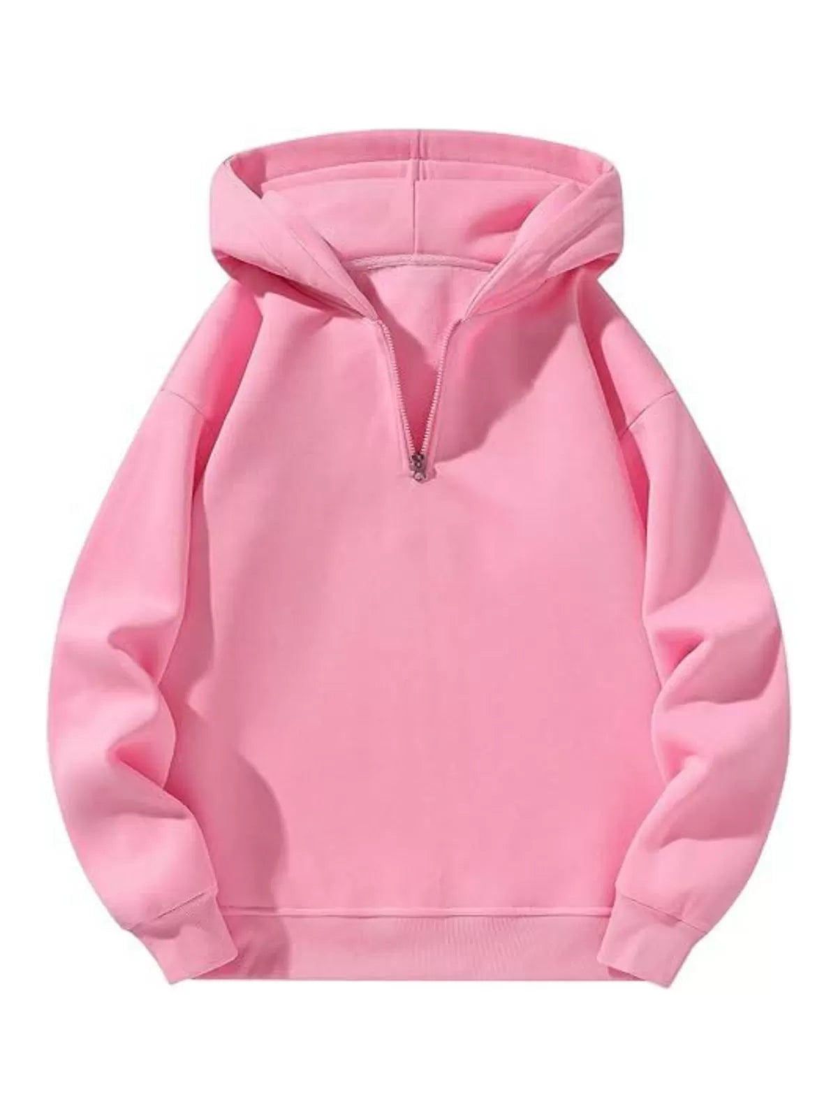 Solid Zipper Hooded Hoodie Hoodie
