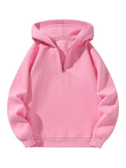 Solid Zipper Hooded Hoodie Hoodie
