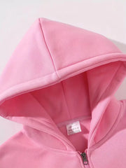 Solid Zipper Hooded Hoodie Hoodie