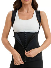 Solid Zipper Suspender Tummy Control Girdle Workout Shapewear Corset Cami