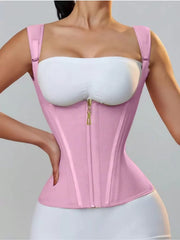 Solid Zipper Suspender Tummy Control Girdle Workout Shapewear Corset Cami
