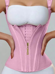 Solid Zipper Suspender Tummy Control Girdle Workout Shapewear Corset Cami