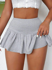 Sporty Women's Age Reducing Streetwear Flipped Waist Pleated Cake Playful Basic Ultra Skort